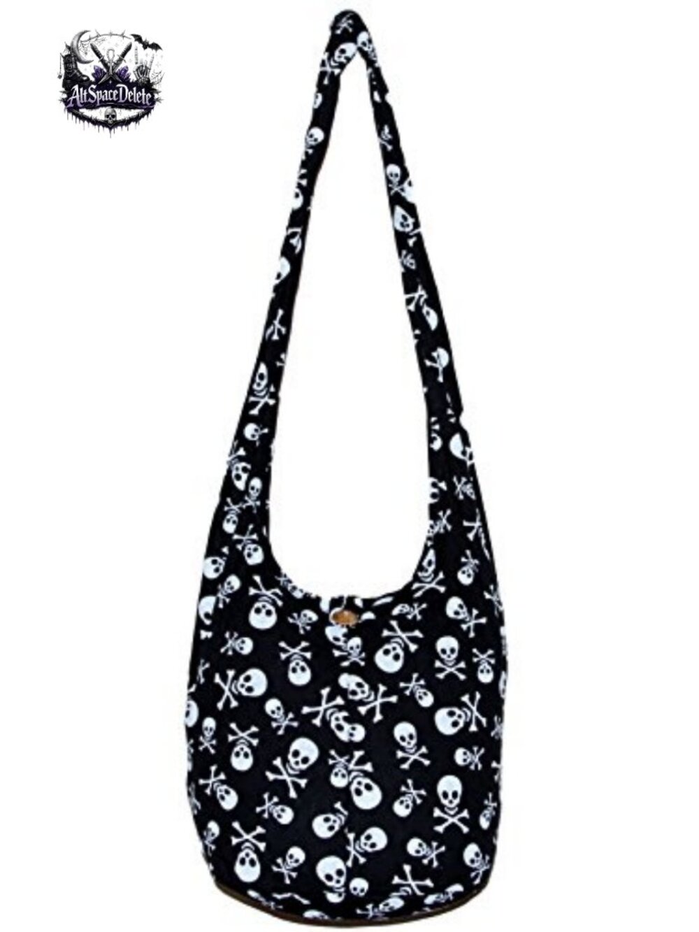 Cotton Skull Bohemian Hobo Crossbody Bag Handmade Goth Purse